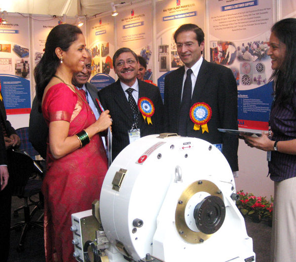 Mrs.supriya Sule and Mr.anant Talaulikar Visiting SAJ Booth at SIAT 2011